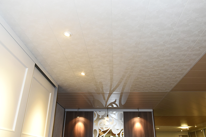 Panelenplafonds - Stucco geschuurd panelenplafond met microvellingkant